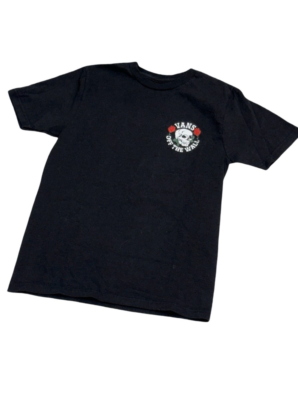Vans Girls Black Graphic Skull Rose Tee Shirt | Off The Wall Logo Streetwear